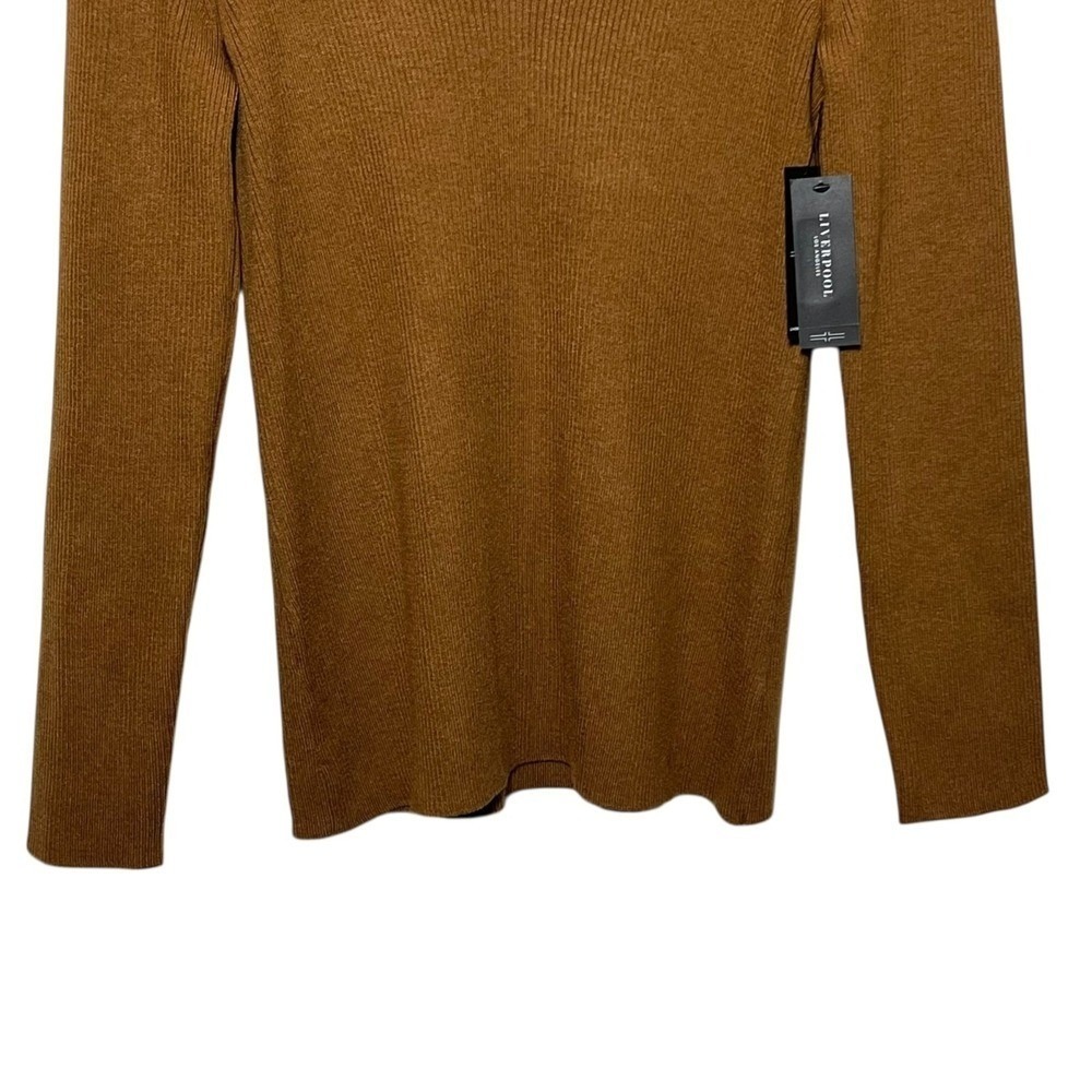Liverpool Ribbed V-Neck Polo Sweater Large Preppy Euro Autumn Brown Luxe Paris - Picture 5 of 13